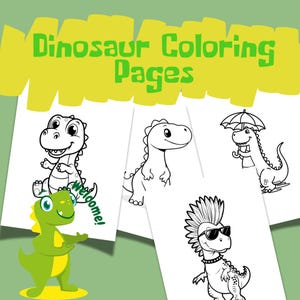 Dinosaur coloring pages –15 cute printable dinosaur designs, T-Rex coloring, fun dino pack,perfect gift for kids and dino lovers, dinosaurio
