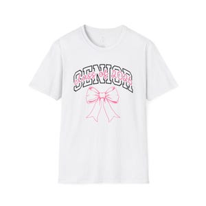 Senior Class of 2026 Shirt with Pink Bow Cute Preppy Senior T-Shirt Graduation Gift for Girls High School Back to School Tee