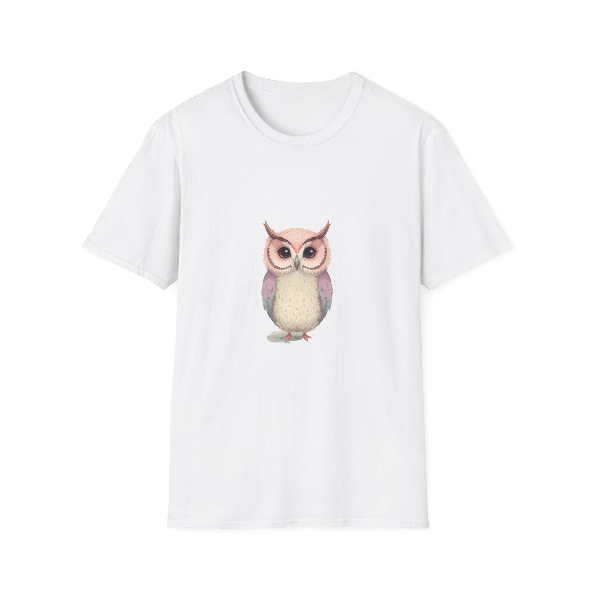 Pastel Owl Illustration T-Shirt | Cute Woodland Bird Graphic