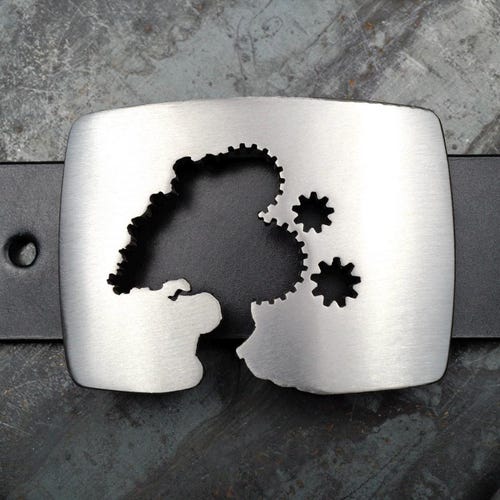 Black leather belt by Jigsaw with unique metal buckle. Jigsaw Women main image 4