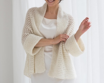 Mohair sweater Wedding ivory sweater Bride mohair wrap Off white mohair cardigan Milky color mohair jacket Mohair silk wedding jacket