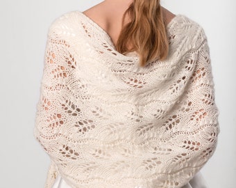 Baby alpaca wedding shawl ivory knitted wedding wrap