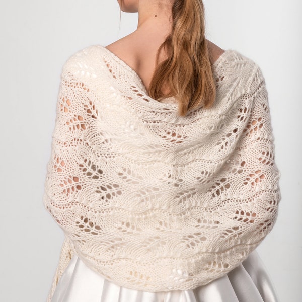 Baby alpaca wedding shawl ivory knitted wedding wrap