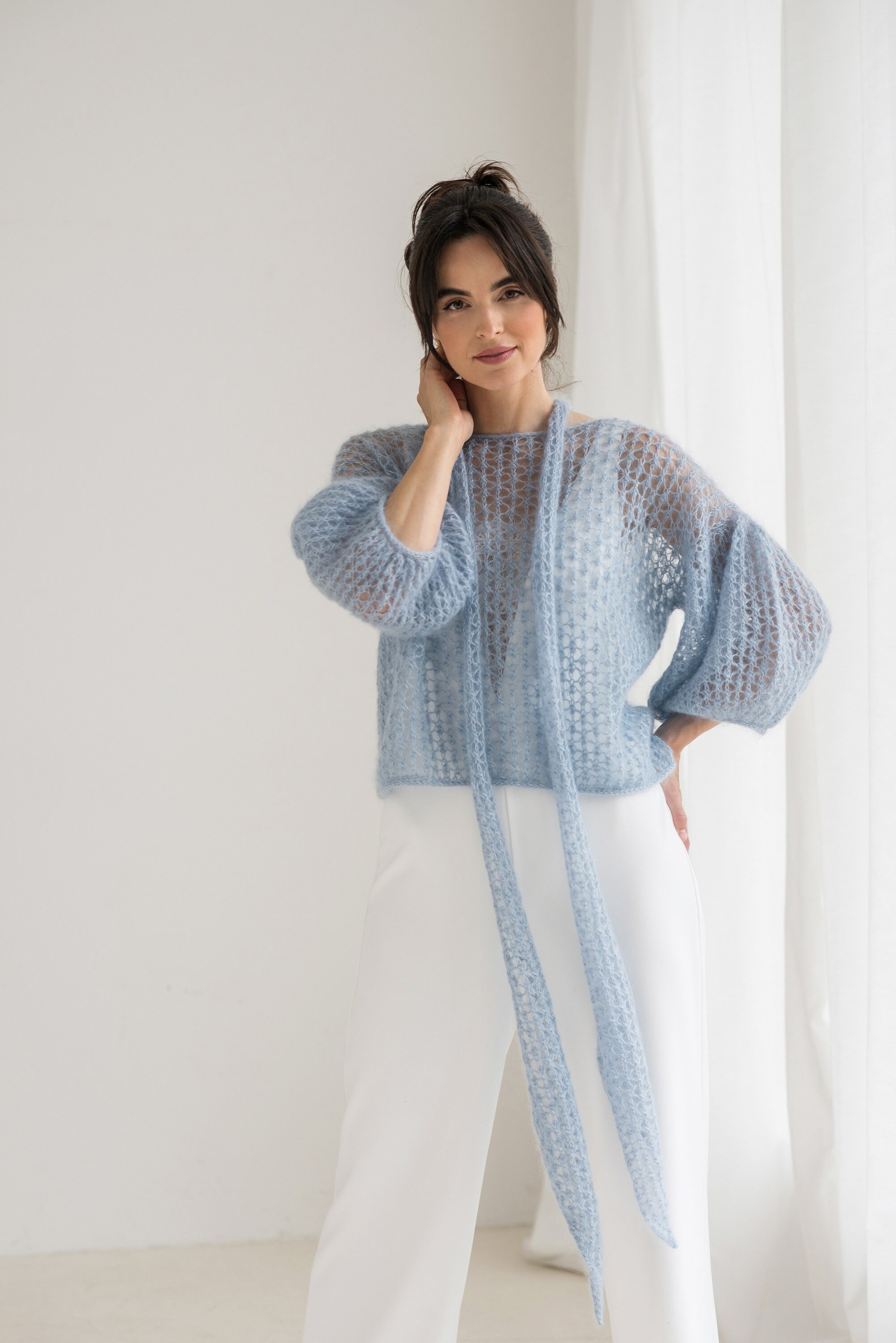 Pull RODRIGO Clubline En Mohair Et Laine - Bleu, Coupe Regular, Fait En Italie, Neuf Avec étiquettes