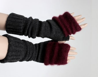 desebleme tejido merino lana mohair seda en gris y burdeos suave mujeres adolescente
