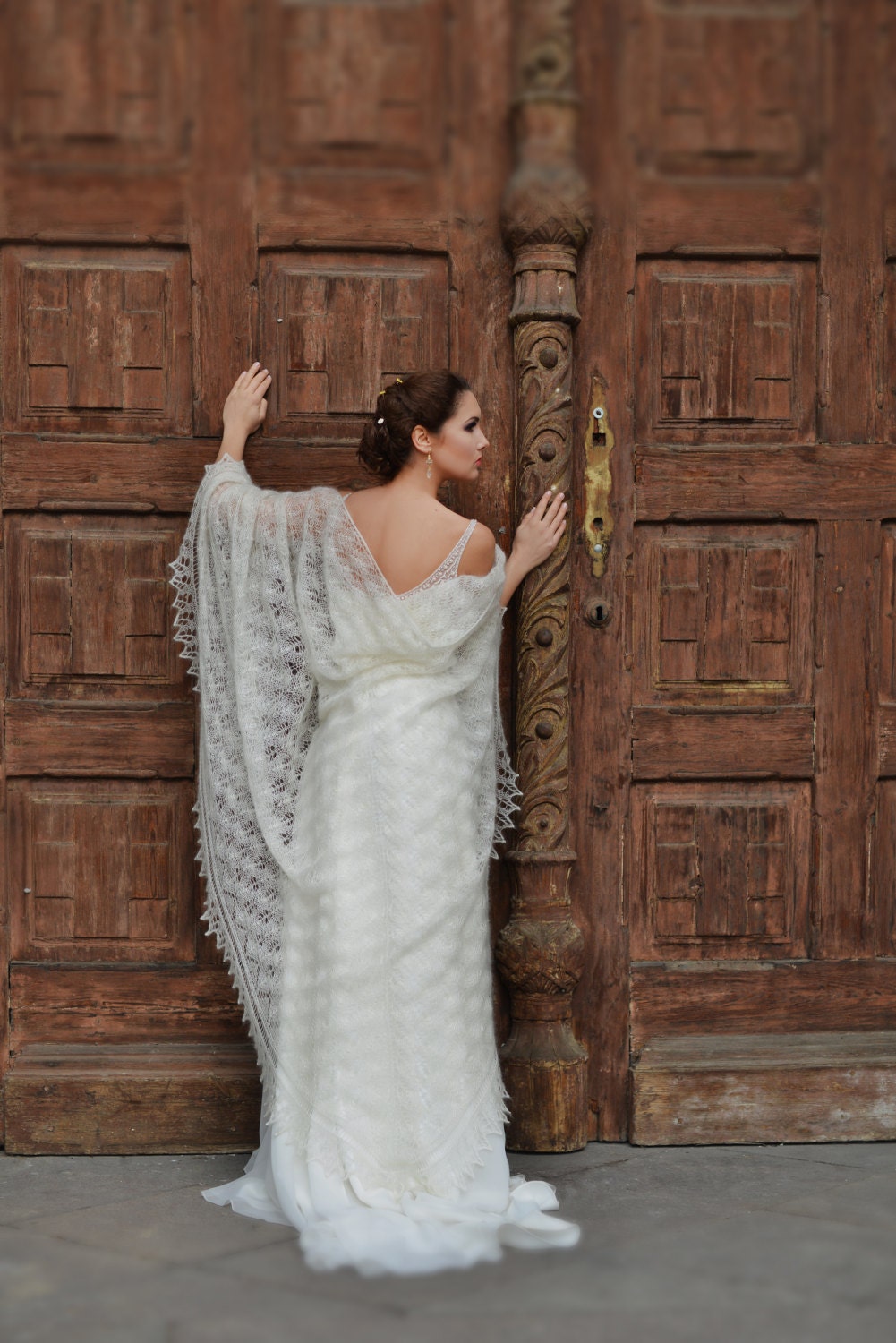 Sarah Louise Ivory Lace Motif Shawl