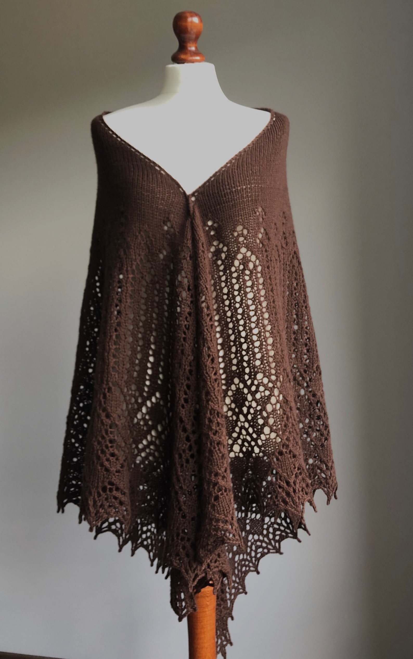 Brown Merino Wool Cashmere Lace Shawl Chocolate Colour Hand Etsy