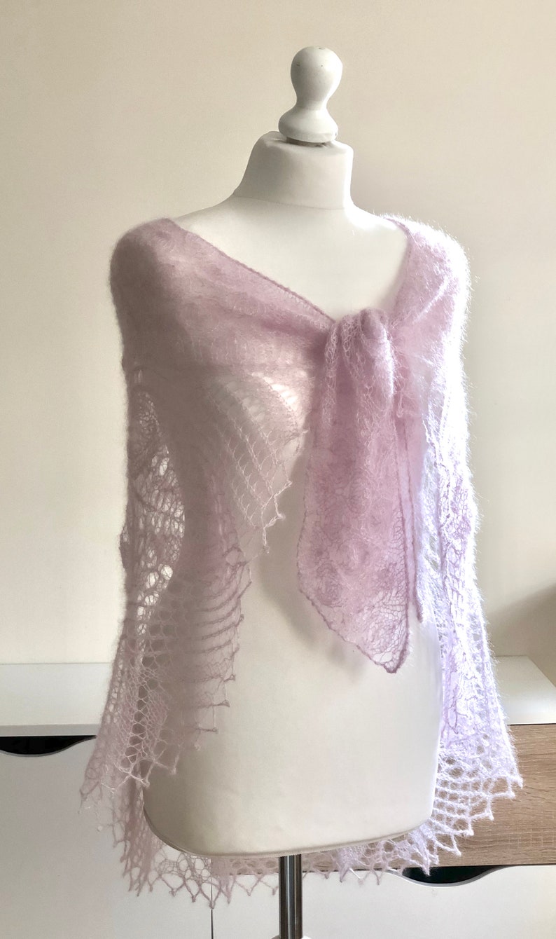 Scialle in mohair da sposa lavorato a maglia, involucro in mohair d'avorio, involucro da sposa, sciarpa in mohair d'avorio, scialli e impacchi da sposa immagine 6