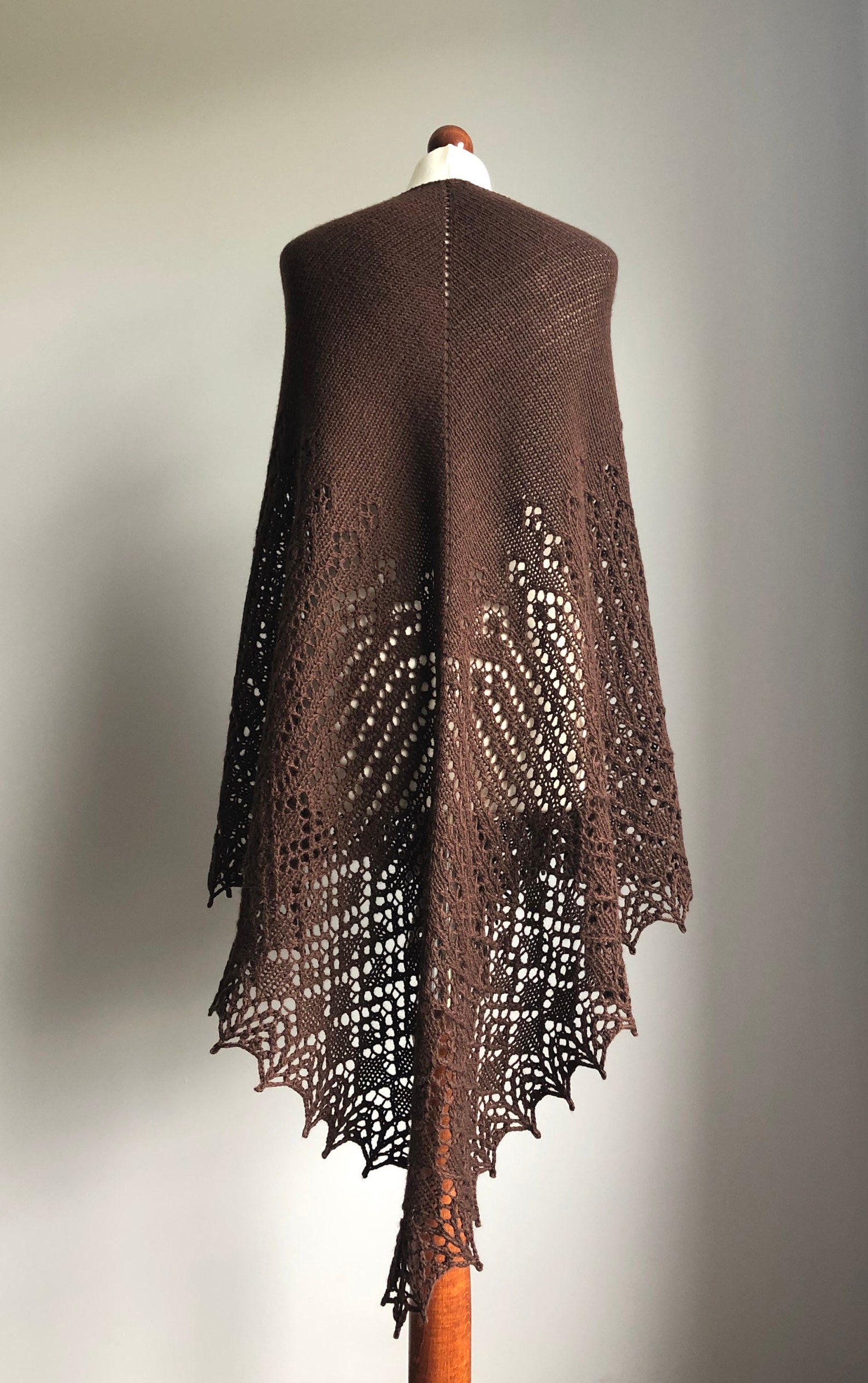 Brown Merino Wool Cashmere Lace Shawl Chocolate Colour Hand Etsy