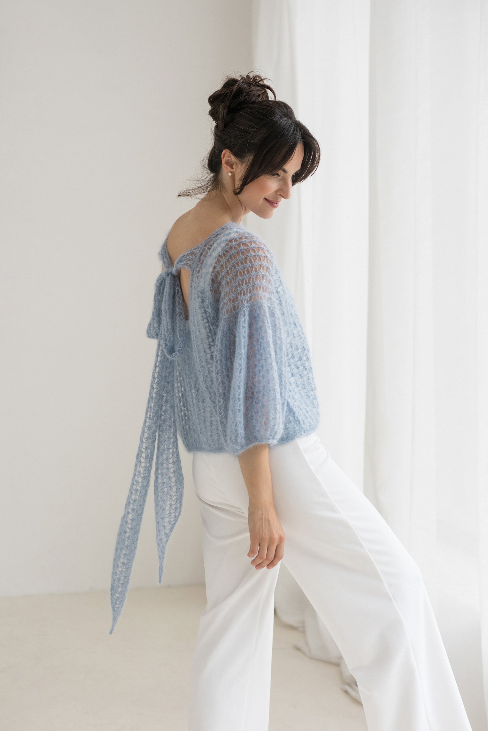 Blue & Multicolour Mohair Knit Sweater