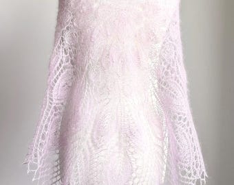 Wedding Mohair Wrap, Knitted Gray Shawl, Wedding Lace Shawl, Bride