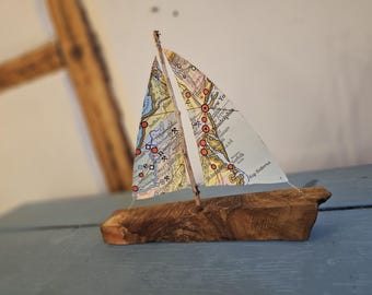 Sailing ship, wooden board, fire hose, maps, maritime decoration, unique, sea, sailing, wedding gift, Father's Day gift, office gift
