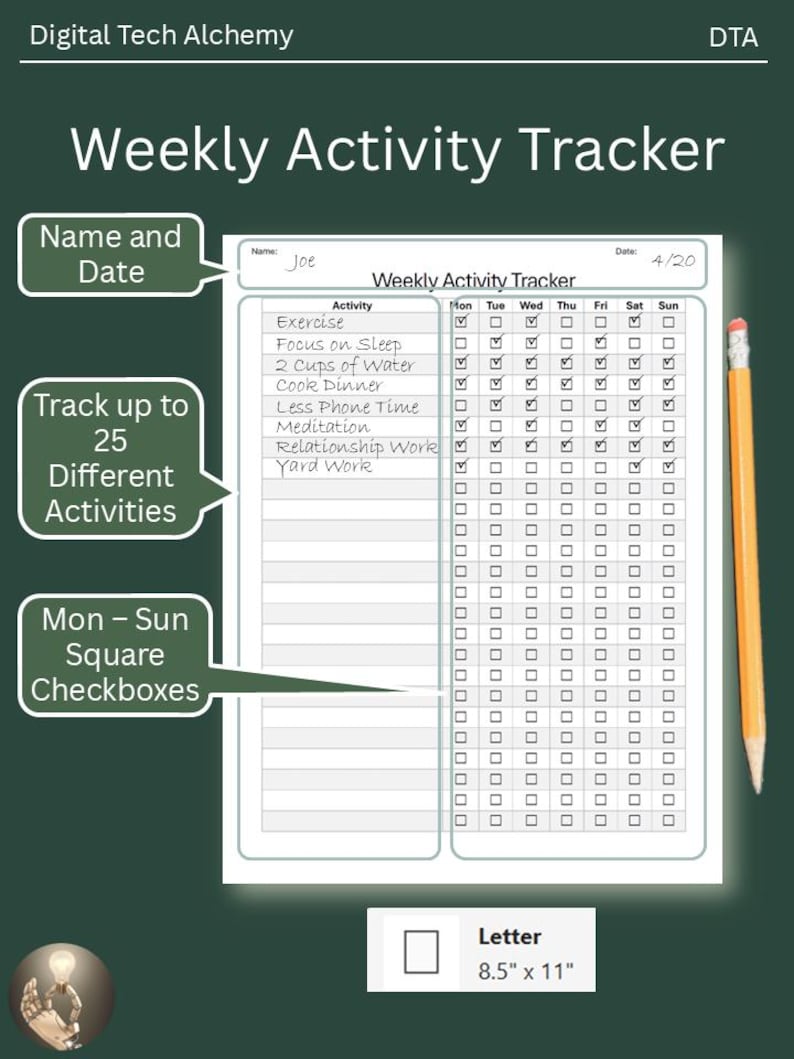 Weekly Habit Tracker Printable | Productivity Planner for Better