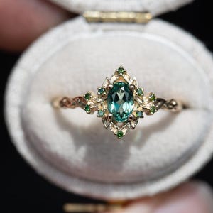 Mint Green Sapphire Ring: Oval CZ Diamond, Sterling Silver