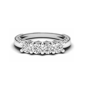 Round Diamond Ladies Anniversary Wedding Stackable Band Ring For Women in 925 Sterling Silver