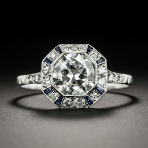 Antique Edwardian Style Ring: Old European Cut CZ, Sterling Silver