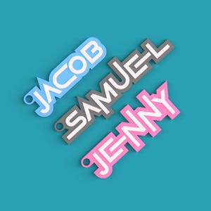 SQUID style Name Tag | Bag and Keys | Game Lovers | Minimal | Key ring included