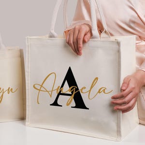 Bridesmaid Tote Bags,White large Bridesmaid Gift Tote Bags, Custom Bridal Tote Bag,Bridesmaid Tote Bag, Party Tote Bag, Monogrammed Tote Bag