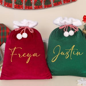 Personalized Christmas Santa Sack, Custom Velvet Santa Sack, Christmas Gift Bag, Xmas Gift Bags, Christmas Party Favors for Kids Adults