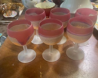 Set von 6 kleinen Hebron-Weinkelchen, Palästina