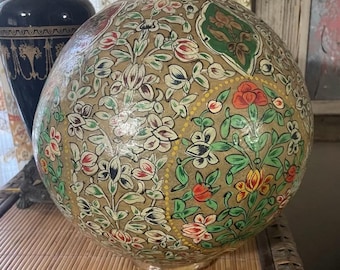 Vintage/MCM Hand-painted Camel Bladder Table Lamp Globe, Pakistan