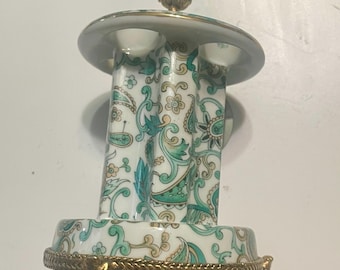 vintage paisley-chintzgroene tandenborstelhouder, gouden accenten