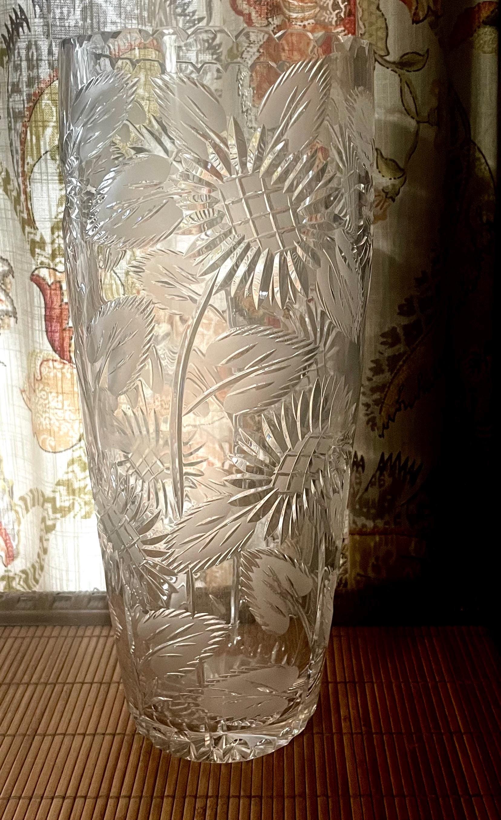 大きなボヘミアンカットクリスタル花瓶、高さ14インチ - Etsy 日本