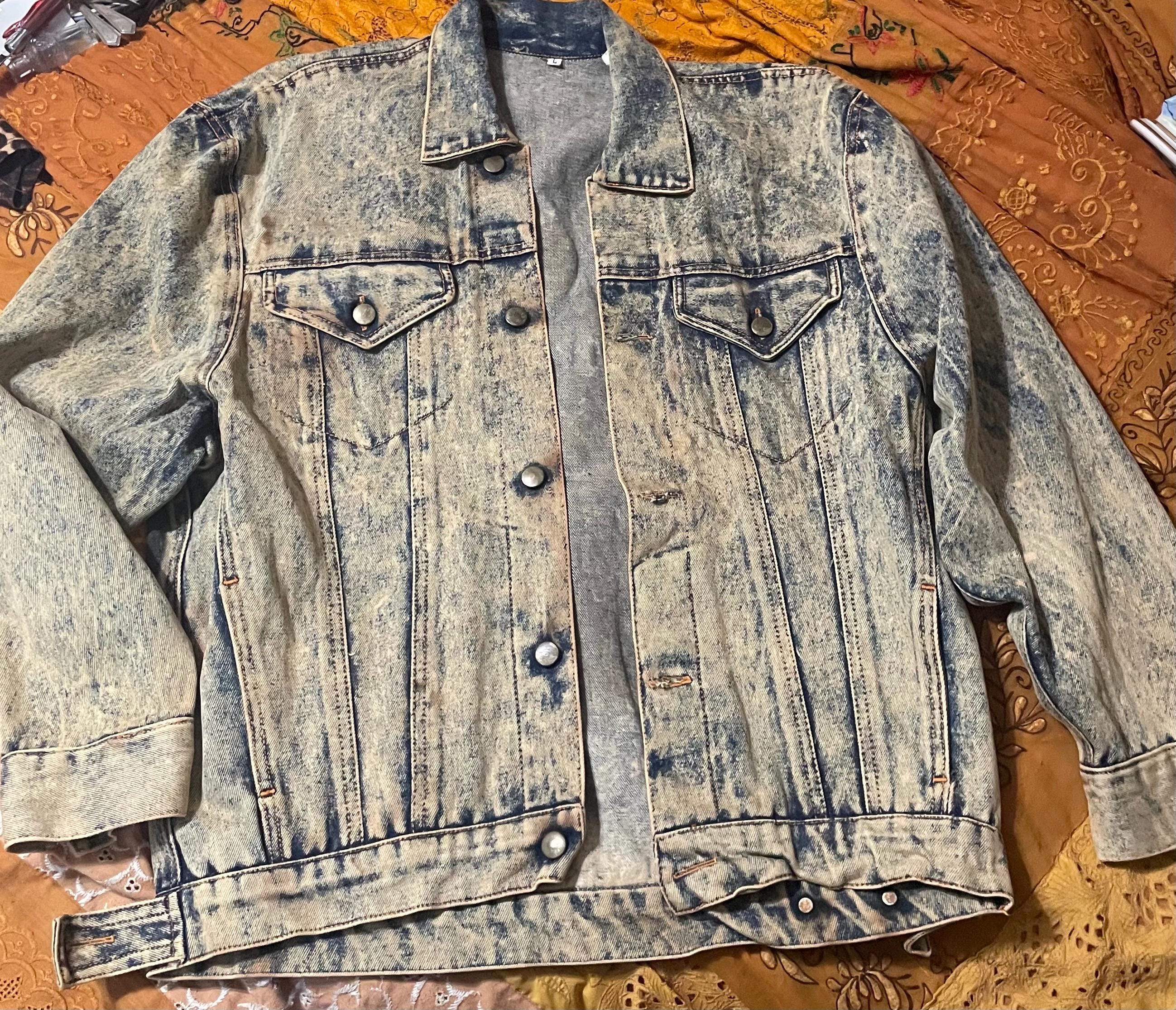 Acid Wash Denim Jacket - Etsy