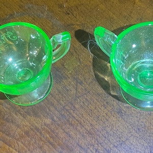 Vintage Uranium glass cream and sugar set