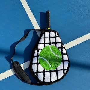 Hand Tufted Tennis Racket Bag, Stylish Cozy Sports Accessory, Perfect for Athletes, Unique Gift for Tennis Lovers