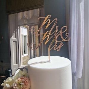 Gold Cake topper for Wedding, Personalized cake topper, Rustic wedding cake topper, Mr Mrs cake topper, Anniversary Cake toppers