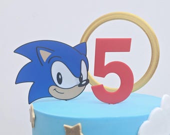 Birthday cake topper set, cake charm, sonic cake topper, birthday cake topper