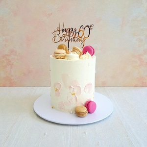 Happy Birthday Tortendeko, Acryl Tortenstecker 60., 80. Geburtstag, Tortenaufleger Gold Bild 5