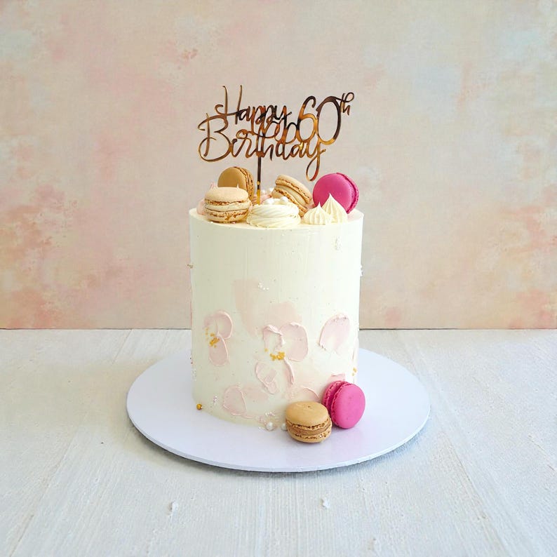 Happy Birthday Tortendeko, Acryl Tortenstecker 60., 80. Geburtstag, Tortenaufleger Gold Bild 5