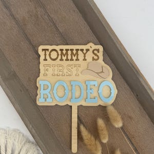 Acrylic and wood first rodeo cake topper, personalised first birthday cake topper, rodeo party, first rodeo decorations, 1st birthday cake