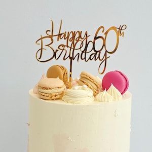Happy Birthday Tortendeko, Acryl Tortenstecker 60., 80. Geburtstag, Tortenaufleger Gold Bild 4