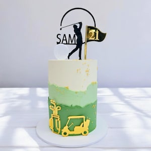 Men Personalised Golf Birthday Cake Topper with Age and Name acrylic Golf Party cake Décor 30th 40th 50th 60th 70th for Man Him Golf Lover