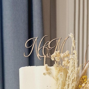 Custom monogram custom initials cake topper, Personalized Acrylic Cake topper, Wooden cake topper, Gold Wedding Cake Topper
