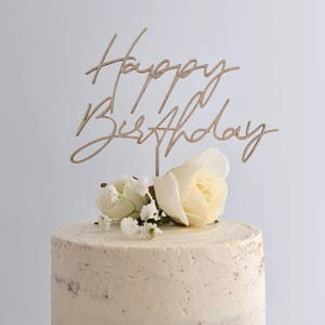 Happy Birthday cake topper, wooden cake topper