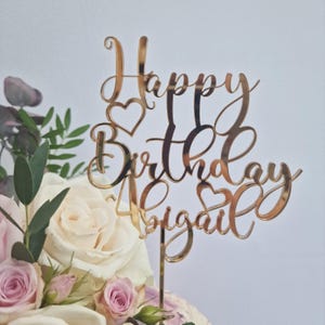 Happy Birthday Cake Topper with Name, Personalized Birthday Cake Topper, 25th 30th 40th Birthday Cake Topper, 50th Anniversary Cake Topper