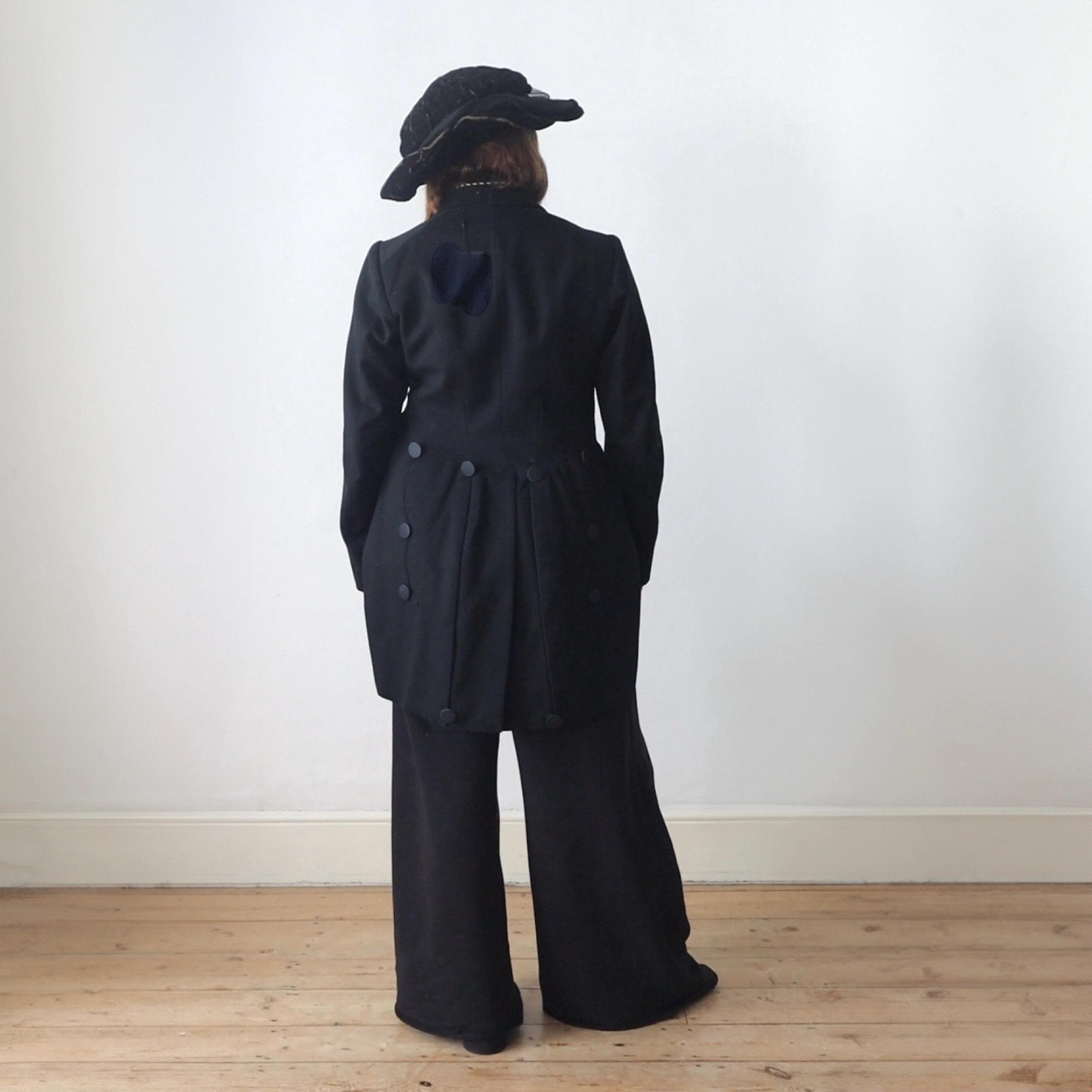 Trench Coat Vintage 80's Belle Jardinière Paris - Noir Tergal Taille XL