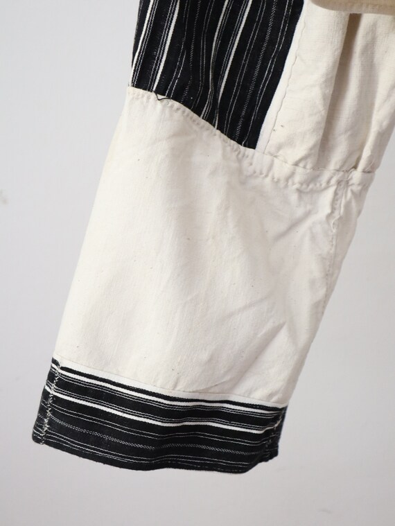 1930s Folk Blouse Black Woven Stripe Natural line… - image 3