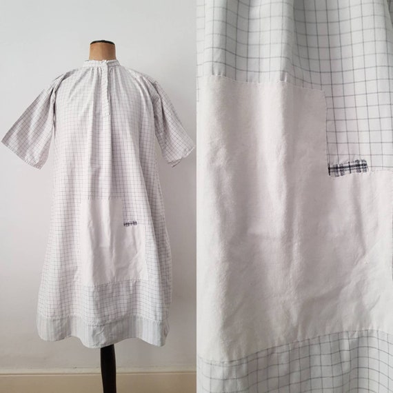 1930s French workwear smock shirt dress patched re