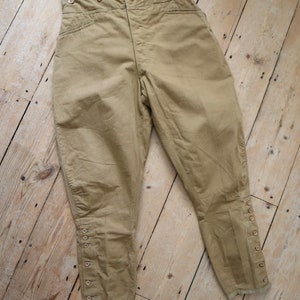 1930s French Brown Cotton Twill Breeches Trousers Pants Workwear Chore Tan