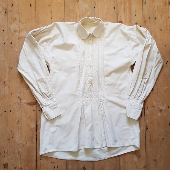 1930s Hungarian natural linen smock shirt blouse E