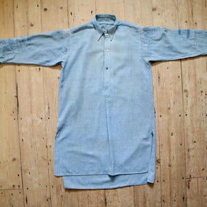 1930s - 40s French Blue Speckled Shirt Workwear Chore Darned Patched Repaired