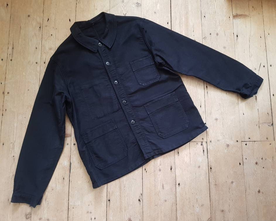 1950s French Black Moleskin Workwear Jacket Chore - Etsy