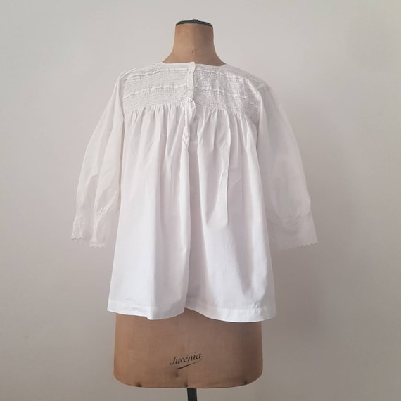 Antique 1910s French White Cotton Blouse Embroider