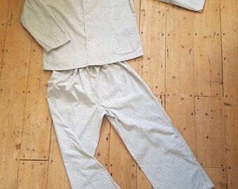 1950s French Stripe Cotton Pyjamas deadstock unworn military issue workwear pajamas