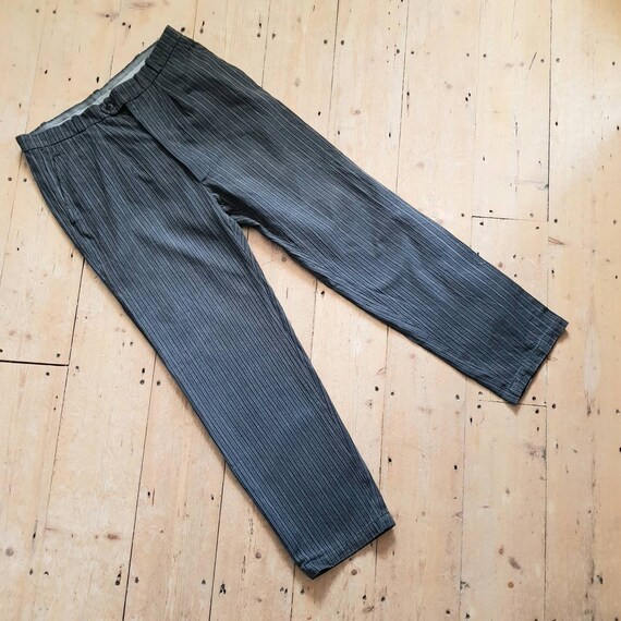1940s French Grey Stripe Workwear Trousers Salt Pe